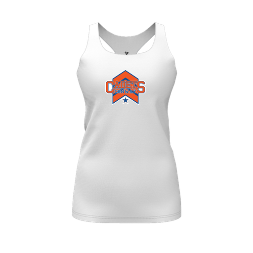 [FT0TRBWH-FYS-LOGO1] Decker Racerback Tank Top (Female Youth S, White, Logo 1)