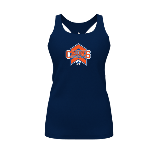 [CUS-DFW-RCBK-PER-NVY-FYS-LOGO1] Decker Racerback Tank Top (Female Youth S, Navy, Logo 1)