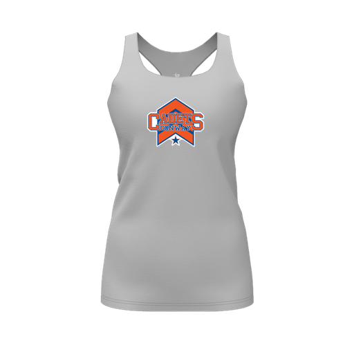 [CUS-DFW-RCBK-PER-GRY-FYS-LOGO1] Racerback Tank Top (Female Youth S, Gray, Logo 1)