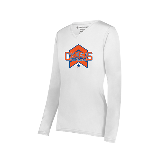 [222824.005.S-LOGO1] Ladies LS Smooth Sport Shirt (Female Adult S, White, Logo 1)