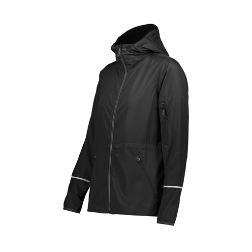 [229782.080.XS-LOGO5] Ladies Packable Full Zip Jacket (Female Adult XS, Black, Logo 5)